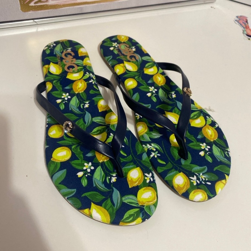 New GBG lemon print sandals